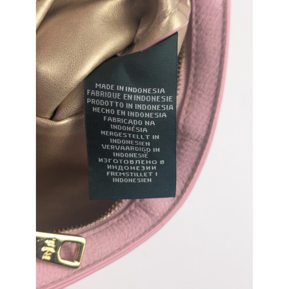 Ralph Lauren Pink Leather Wristlet Clutch Pouch RLL Logo Gold Zip Womens - Picture 11 of 14